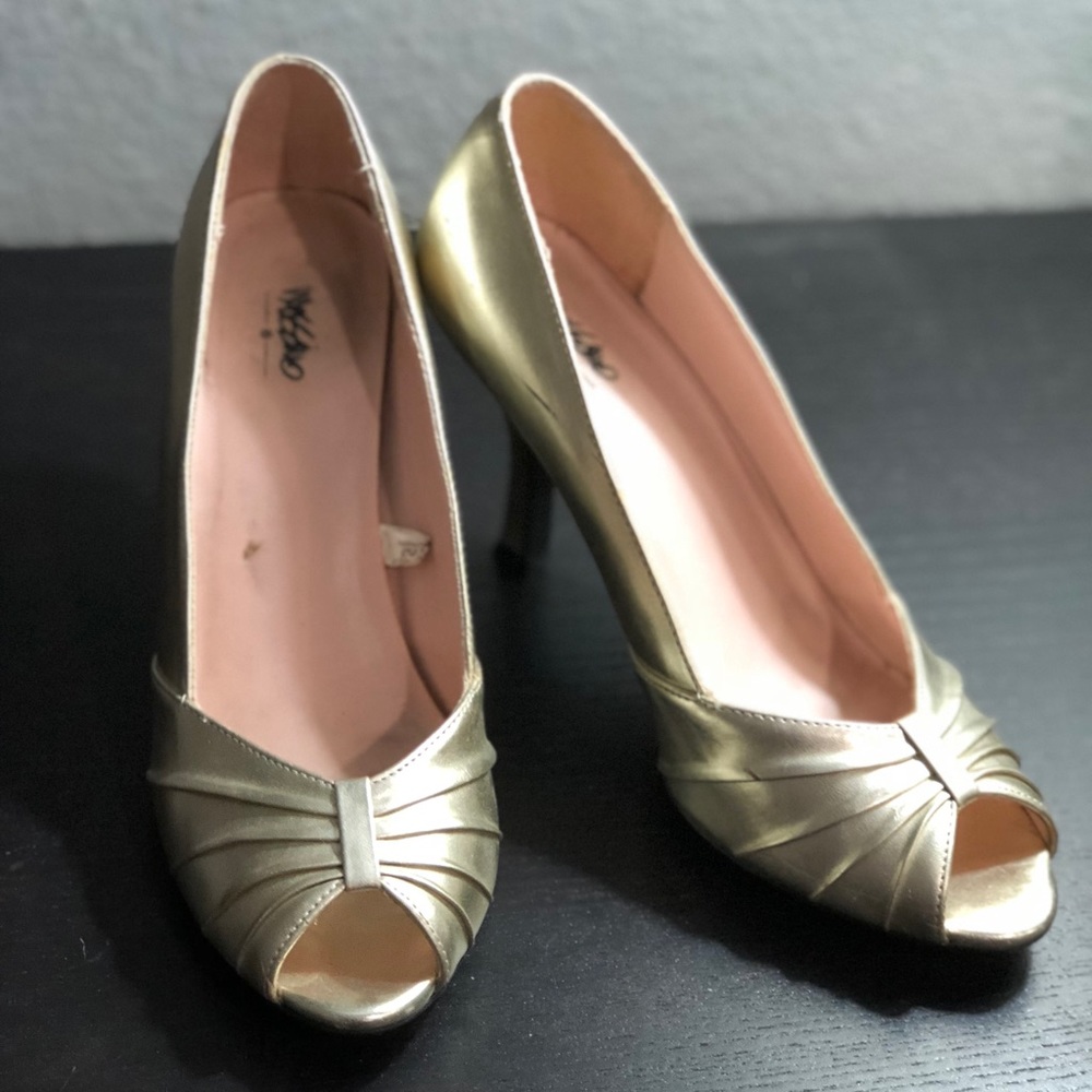 Gold Peep Toe Heels